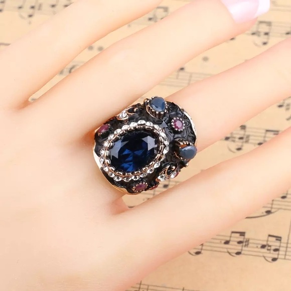 Boho Statement Sapphire Ring Size 7 - Picture 5 of 6